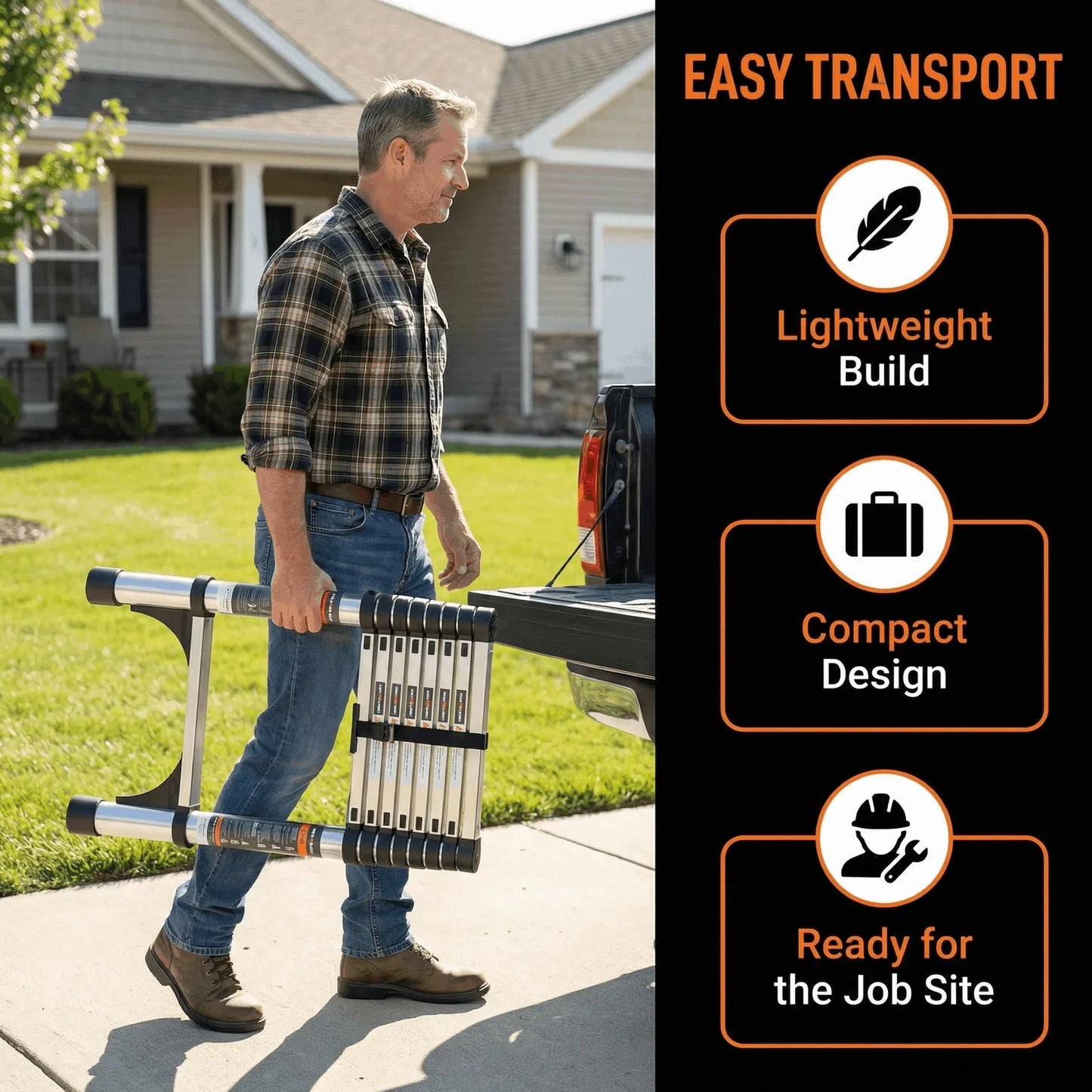 Telescoping Ladder,Quick Folding Aluminum Extension Ladder