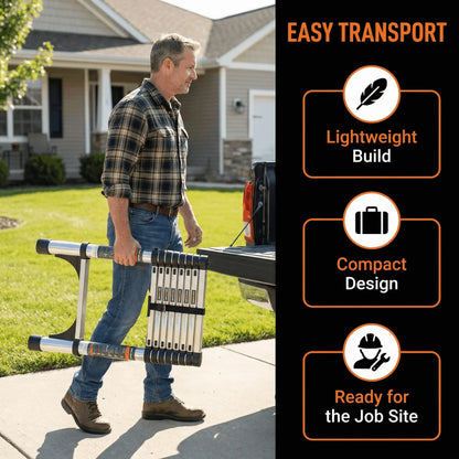 Telescoping Ladder,Quick Folding Aluminum Extension Ladder