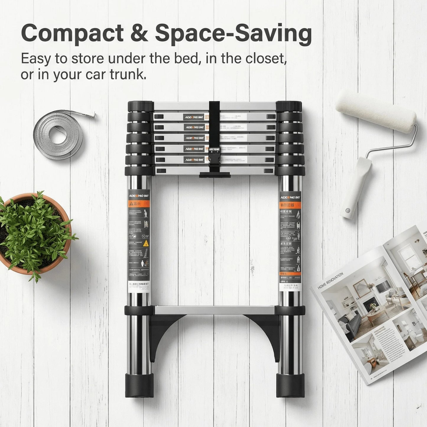 Telescoping Ladder,Quick Folding Aluminum Extension Ladder