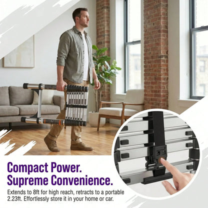 Telescoping Ladder,Quick Folding Aluminum Extension Ladder