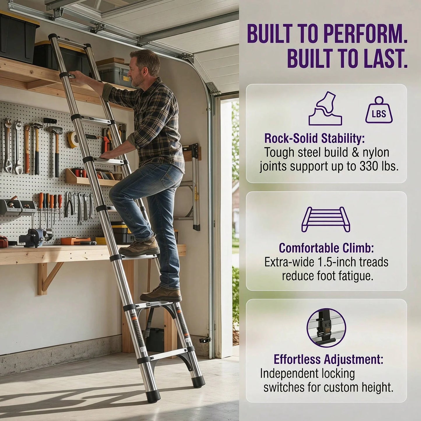 Telescoping Ladder,Quick Folding Aluminum Extension Ladder