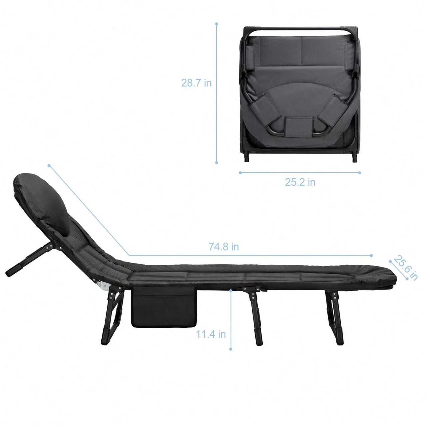 Camping Cot for Adults, 6 Angle Adjustable Folding Camping Bed