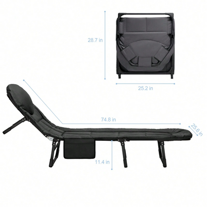 Camping Cot for Adults, 6 Angle Adjustable Folding Camping Bed
