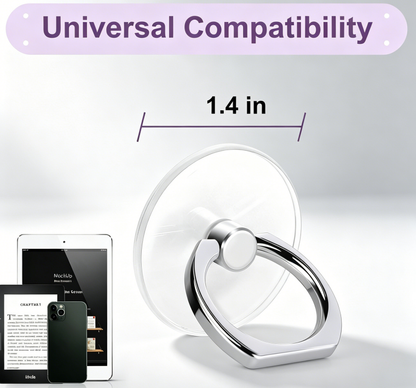 Cell Phone Ring Holder, Transparent Ring Holder 360°Rotation Finger Ring Stand, Clear Cell Phone Kickstand Compatible with Most of Phones