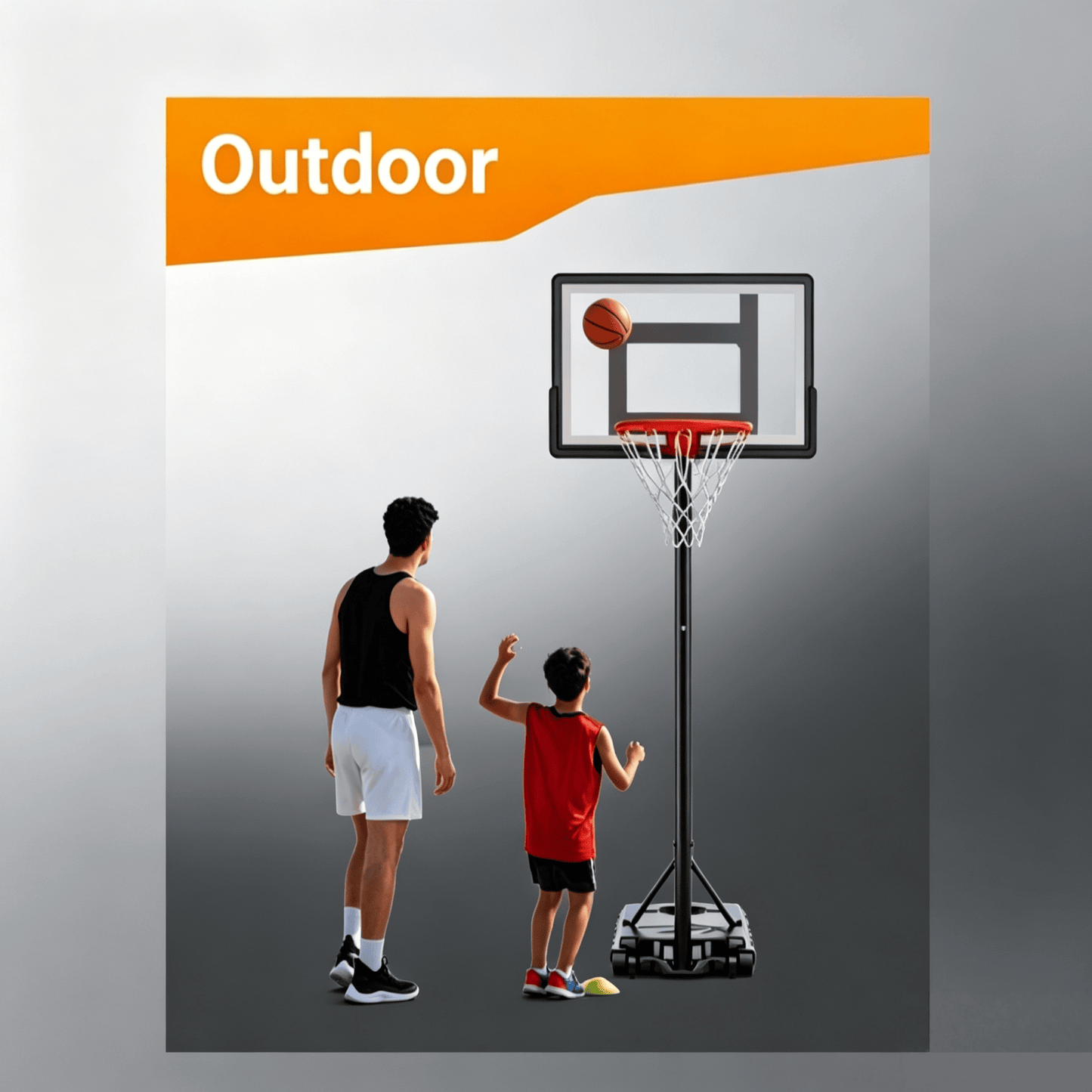 Adjustable Kids Basketball Hoop, 5.5–7.5 FT Height, 33 Inch Shatterproof Backboard